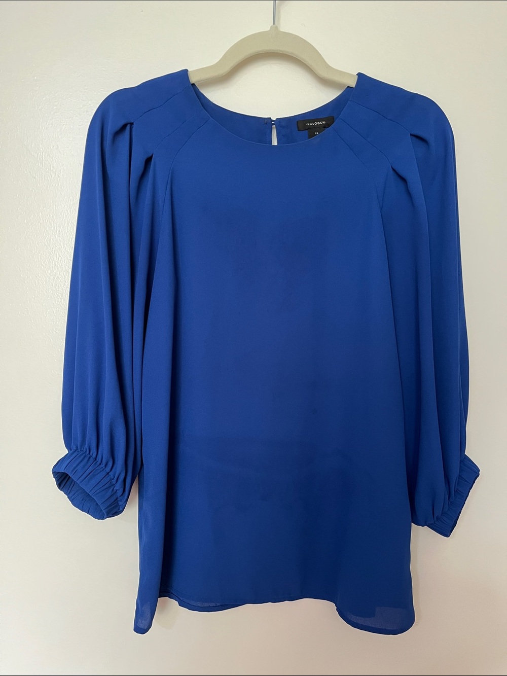 Halogen Royal Blue Pleated Shoulder Blouse